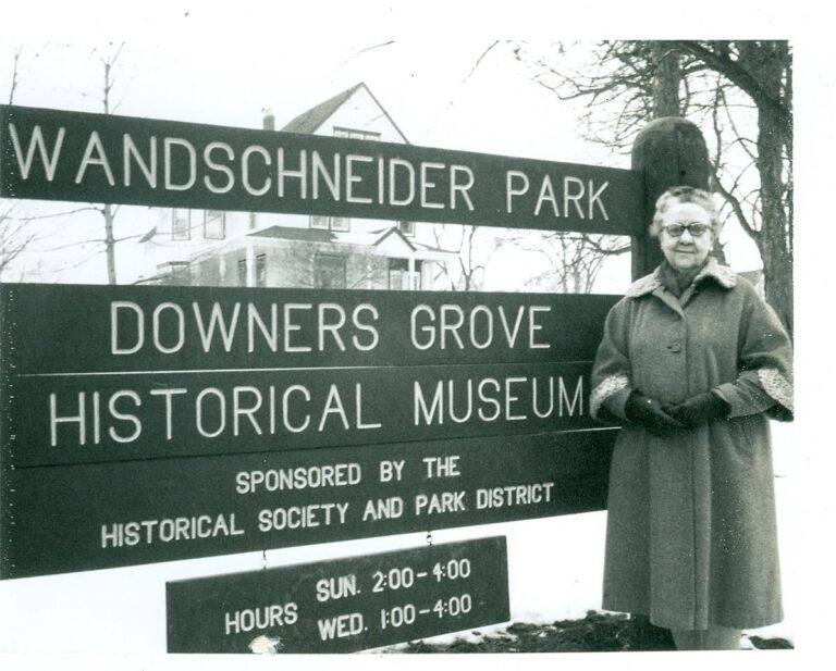 Wandschneider Park sign with Pauline Wandschneider
